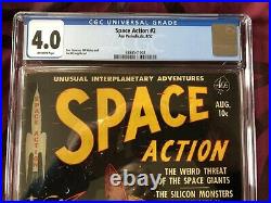 Space Action #2 CGC 4.0 8/'52 Classic Cover, Rare Golden Age Sci-Fi From Ace