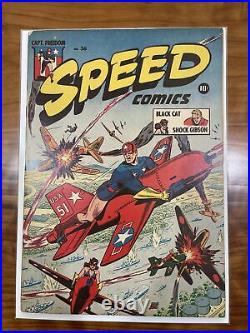 Speed Comics #36 Harvey 1945 WWII Schomburg Cover Black Cat Captain Freedom (CJ)