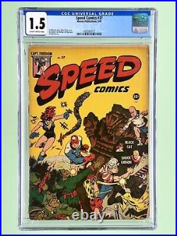 Speed Comics #37 (CGC 1.5) 1945, Golden Age, Vintage WWII Cover, Harvey Comics