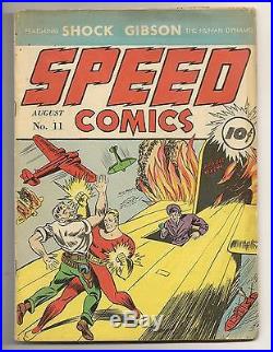 Speed Comics Vol. 1 #11 VG 1940 Shock Gibson Very Rare Golden Age