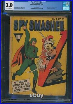 Spy Smasher #9 CGC 3.0 Fawcett 1942 Golden Age War WWII Comics Hitler Cover