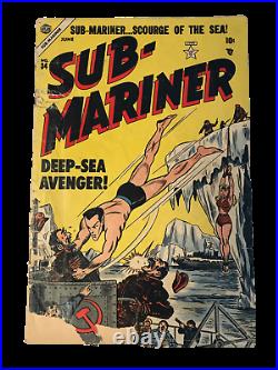 Sub-Mariner Comics #34 Atlas Comics! War Cover! Golden Age Comic Book! Bondage