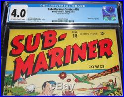 Sub-mariner Comics 16 Cgc 4.0 Schomburg War Cover Golden Age Timely 1945