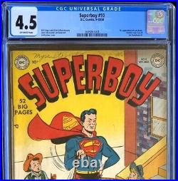 Superboy #10 (DC 1950) CGC 4.5 1st Appearance of Lana Lang! Golden Age Key
