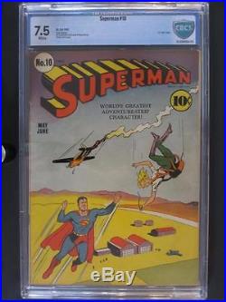 Superman #10 CBCS 7.5 VF- DC 1941 1st bald Lex Luthor App Golden Age