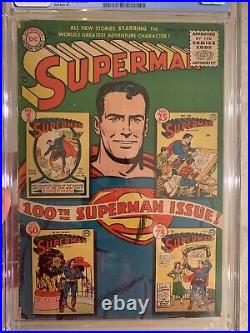 Superman #100/Golden Age DC Comic Book/Anniversary Issue/CGC 3.5 OW-W