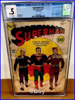 Superman #12 CGC 0.5 Golden Age Lex Luther appearance DC COMICS (1941)