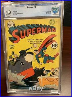 Superman 13 Cbcs 4.0 Owithw Pgs CGC 1st Jimmy Olsen Rare Golden Age Comic