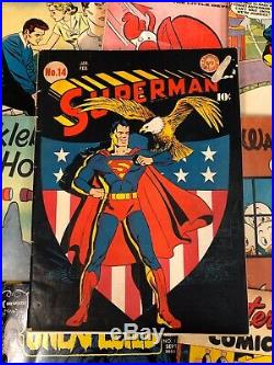 Superman #14 VG 4.0 golden age CLASSIC COVER bald eagle WAR COVER 1942