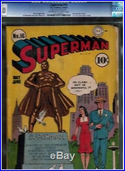 Superman 16 Cgc 3.0 Blue First Lois Lane Cover Golden Age