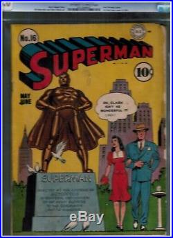 Superman 16 Cgc 3.0 Blue First Lois Lane Cover Golden Age