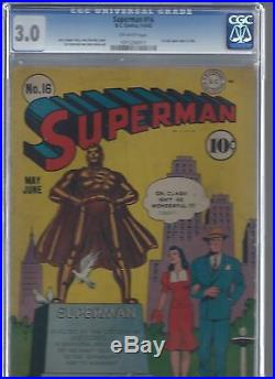 Superman #16 Golden Age Superman DC CGC 3.0