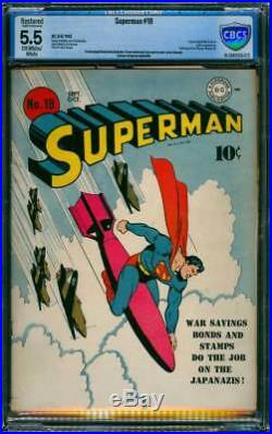 Superman # 18 Classic WW II Cover! CBCS 5.5 scarce Golden Age book