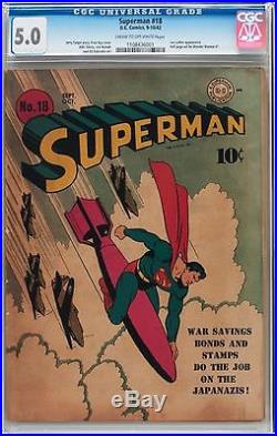 Superman #18 Golden Age Superman DC CGC 5.0 1938 series