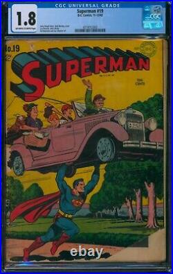 Superman #19 (1942)? CGC 1.8? Rare! Golden Age Jerry Siegel DC Comic