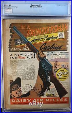 Superman #2 Cgc 3.5 Fall 1939 Jerry Siegel & Joe Shuster Golden Age Key