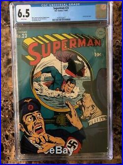 Superman #23 CGC 6.5 Key Golden Age War Cover RARE in high grade! WHITE pages