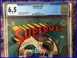 Superman #23 CGC 6.5 Key Golden Age War Cover RARE in high grade! WHITE pages
