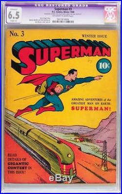 Superman #3 CGC 6.5 (R) DC 1940 Golden Age Key! C6 916 1 cm