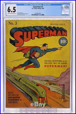 Superman #3 CGC 6.5 Winter 1940 Jerry Siegel Story Joe Shuster art Golden Age