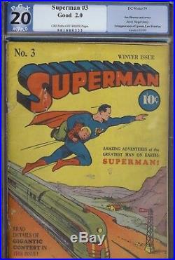 Superman #3 Golden Age Superman DC unrestored blue label PGX 2.0 1939 series