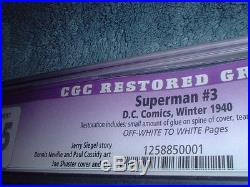 Superman #3 Winter, 1940 / Cgc 3.5 Graded / Golden Age / Best Price On Ebay
