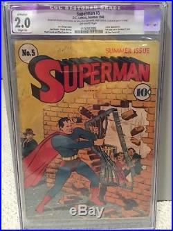 Superman #5 CGC 2.0 DC Comics 1940 Luthor Appearance golden age