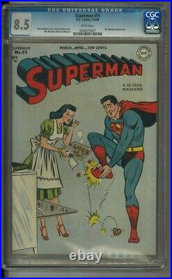 Superman #51 DC Comics CGC 8.5 -1948 Golden Age Comic White Pages