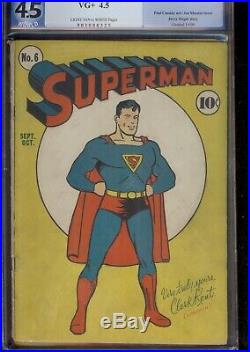 Superman #6 Golden Age Superman DC unrestored blue label PGX 4.5 1939 series
