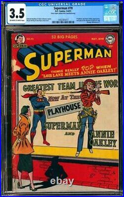 Superman #70 DC Comics Golden Age Cgc 3.5 Graded! Annie Oakley Appearance