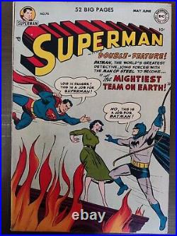 Superman #76 (1952) Golden Age VF NM 1st crossover w Batman Silver Age Rare Key