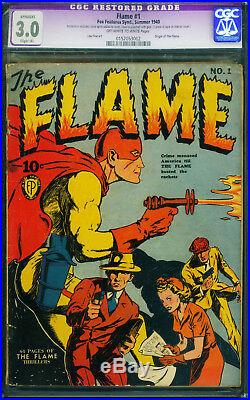 THE FLAME #1 CGC 3.0 Slight (A) 1940 Fox Golden-Age comic book 0152053002