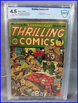 THRILLING COMICS #41 (Schomburg WWII Hitler Cover) CBCS 4.5 Golden Age 1944 cgc