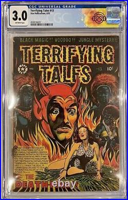 Terrifying Tales 13 1953 Cgc 3.0 Lb Cole Classic Devil Bondage Cover Golden Age