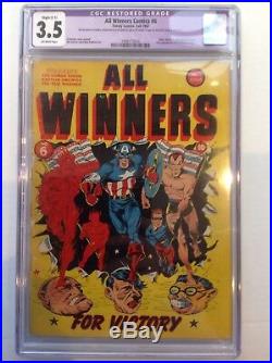 Timely ALL WINNERS COMICS #6 Pre Marvel Golden Age CGC 3.5 Graded Classic Key
