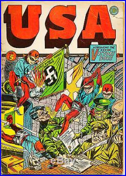 USA Comics 5 Rare Timely Golden Age Comic Hitler Mussolini And Tojo Cover