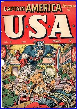USA COMICS #9 1943 Timely Golden Age WW2 Nazi Hitler PROPAGANDA Captain America