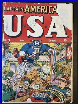 USA Comics #9 GOLDEN AGE timely 1943 Rare Captain America Destroyer Stan Lee