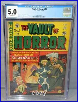 VAULT OF HORROR #14 (Golden Age Pre-Code Horror) CGC 5.0 VG/FN E. C. Comics 1950