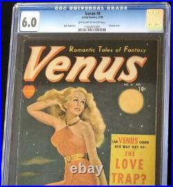 Venus #8 (Atlas Comics 1950) CGC 6.0 Painted Cover! Rare Golden Age Comic