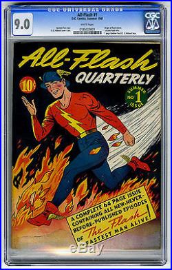 Very Rare Golden Age Comic All-Flash #1 (Summer 1941, DC) CGC 9 NM Near Mint