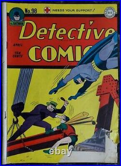 Vintage Detective Comics #98 1945 Comic Book Golden Age Batman 40s