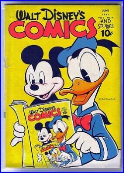 WALT DISNEY'S COMICS #33 Reading Comics! Golden Age 1943 Comic Book VG