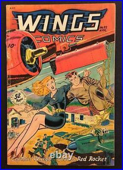 WINGS COMICS #92 Golden Age 10 Cent Comic Book FICTION HOUSE 1948 Bob Lubbers