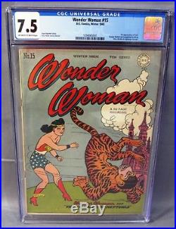WONDER WOMAN #15 (Solo 1st app.) CGC 7.5 VF- DC Comics Winter 1945 Golden Age