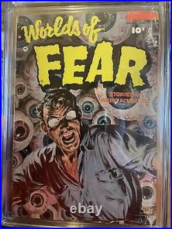 WORLDS OF FEAR #10 Classic Eyeball Cover Fawcett 1953 Pre Code Horror Rare CGC