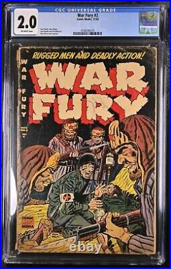 War Fury #2 (1952) Pre-Code Banned War Horror Comic CGC 2.0