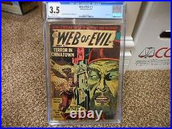 Web of Evil 17 cgc 3.5 Quality Comics 1954 Golden Age Horror Terror ow pgs VG