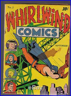 Whirlwind Comics 3 Golden Age Stain on cover Asian menace character