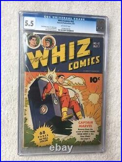 Whiz Comics #42 CGC 5.5 Fawcett May 1943 Golden Age off-white pages